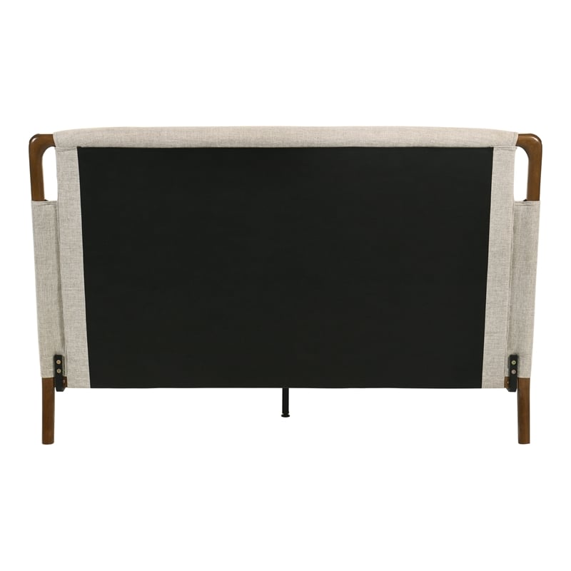 Furniture of America Zeli Upholstered Fabric Queen Platform Bed in Beige