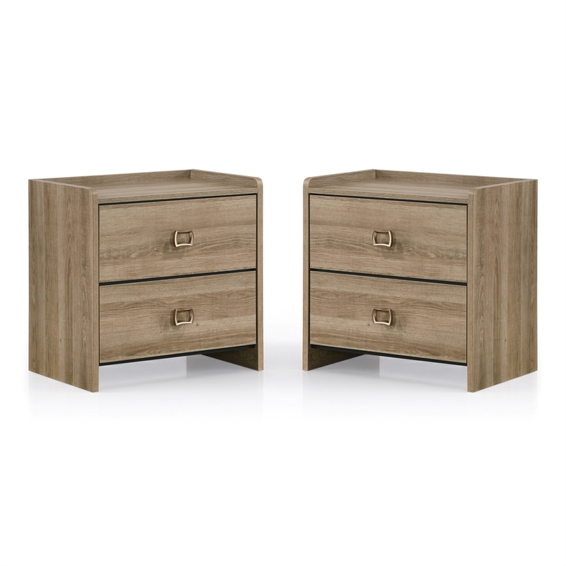 Furniture of America Valio Dovetail Wood 2-Drawer Nightstand in Oak (Set of 2)