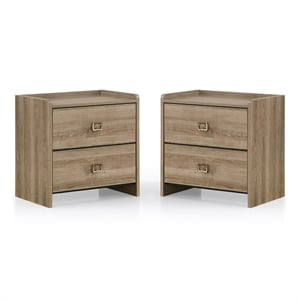 Furniture of America Valio Dovetail Wood 2-Drawer Nightstand in Oak (Set of 2)