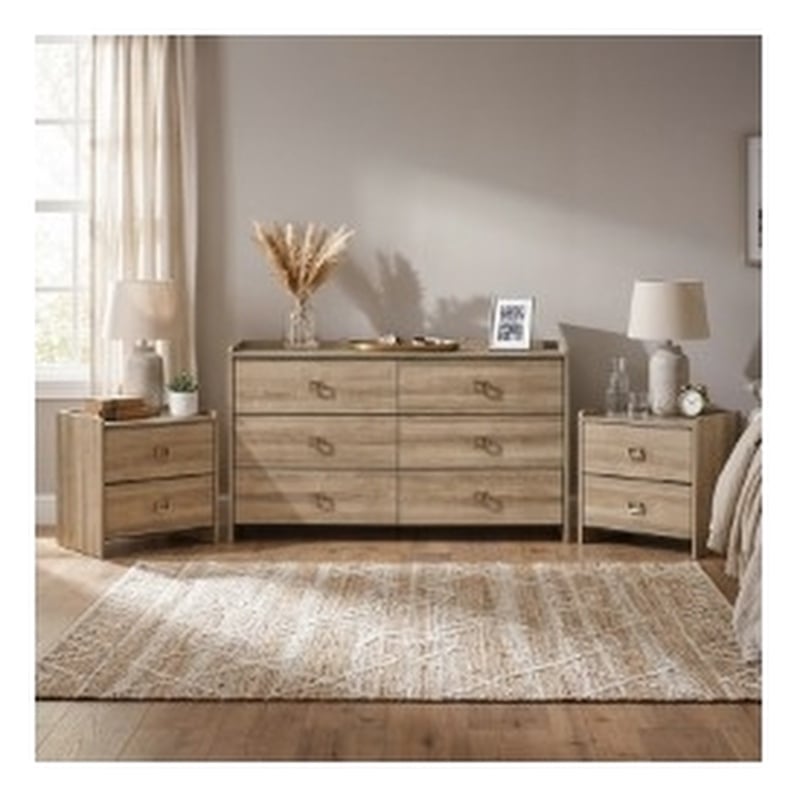 Furniture of America Valio Wood 3-Piece Nightstand and Dresser Set in Oak