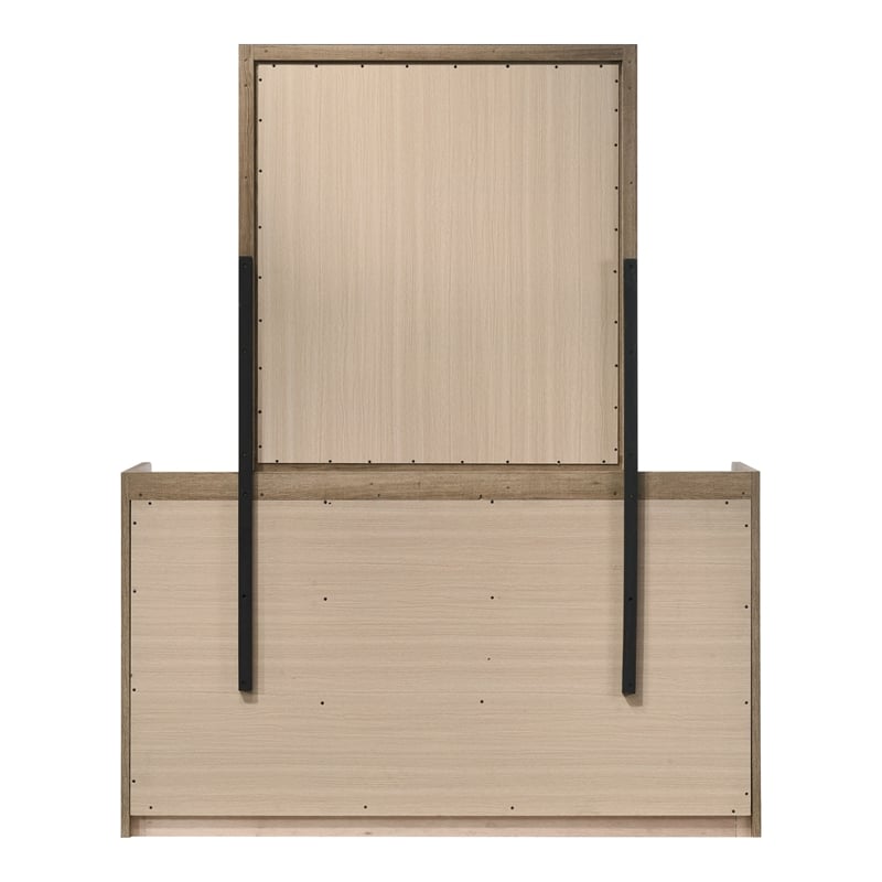 Furniture of America Valio Wood 2-Piece Dresser and Mirror Set in Oak