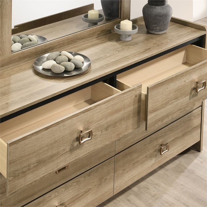 Furniture of America Valio Wood King 3-Piece Bedroom Set in Oak