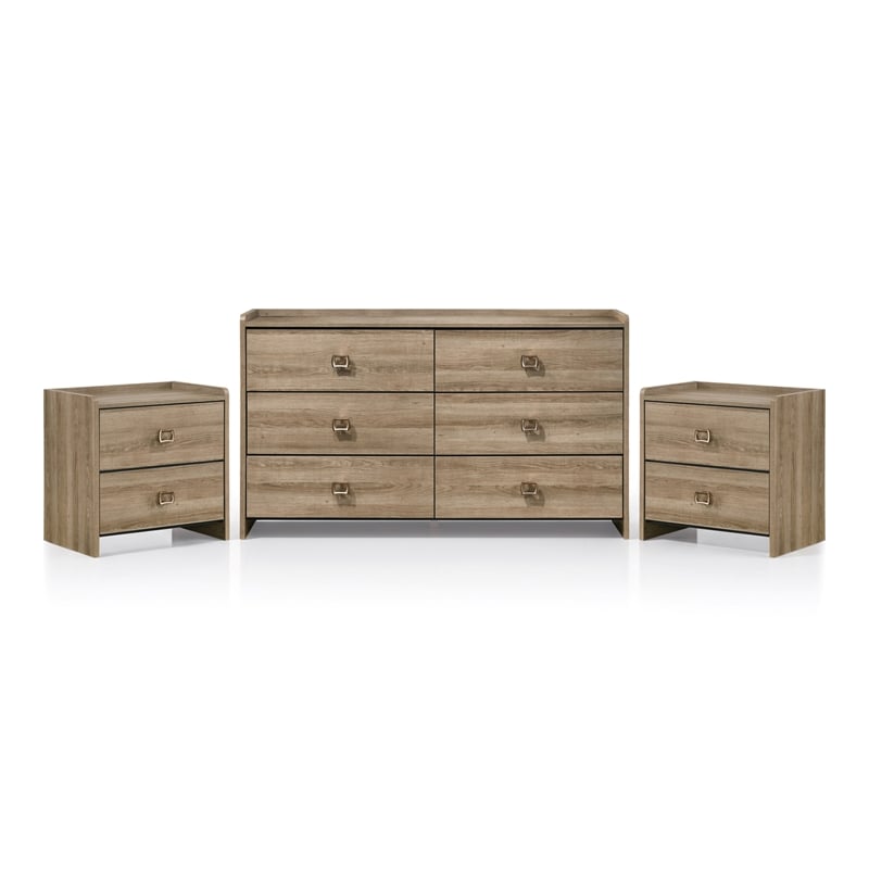 Furniture of America Korva Solid Wood King 3-Piece Bedroom Set in Walnut