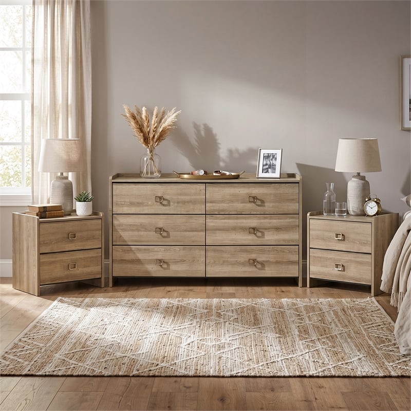 Furniture of America Korva Solid Wood King 3-Piece Bedroom Set in Walnut