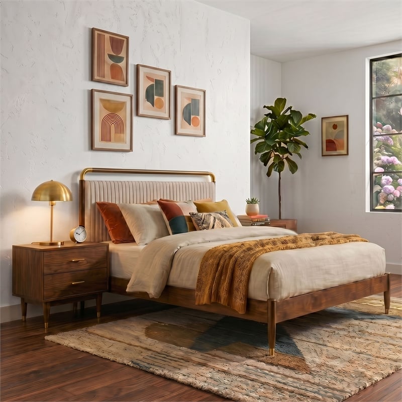 Furniture of America Korva Solid Wood Queen 3-Piece Bedroom Set in Walnut
