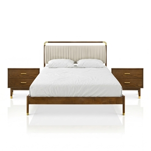 Furniture of America Korva Solid Wood Full 3-Piece Bedroom Set in Walnut
