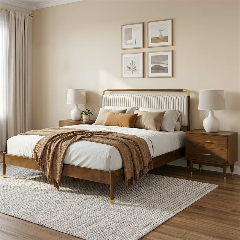 Furniture of America Korva Solid Wood Full 3-Piece Bedroom Set in Walnut