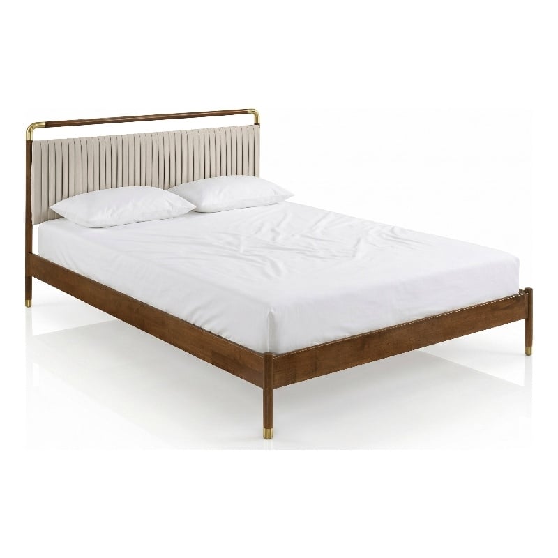 Furniture of America Korva Solid Wood King 4-Piece Bedroom Set in Walnut