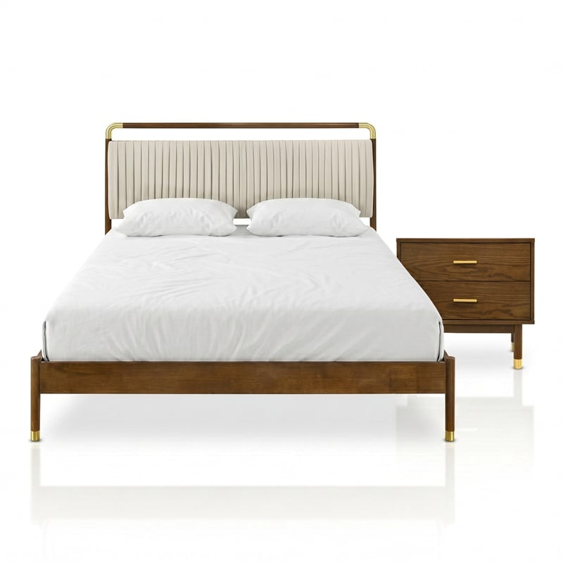 Furniture of America Korva Solid Wood Queen 2-Piece Bedroom Set in Walnut