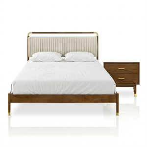 Furniture of America Korva Solid Wood Queen 2-Piece Bedroom Set in Walnut