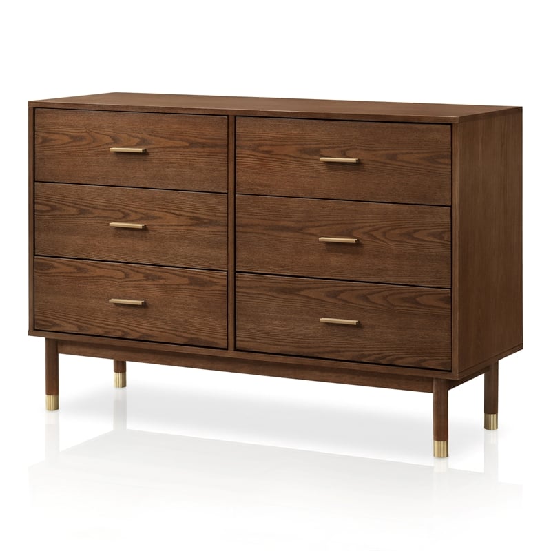 Furniture of America Korva Solid Wood King 5-Piece Bedroom Set in Walnut