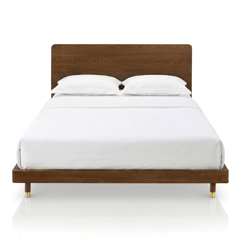 Furniture of America Korva Solid Wood Queen 5-Piece Bedroom Set in Walnut