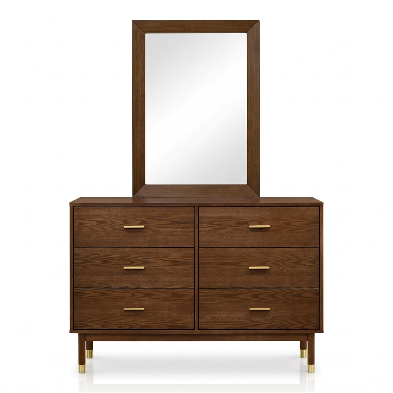 Furniture of America Korva Solid Wood Queen 5-Piece Bedroom Set in Walnut