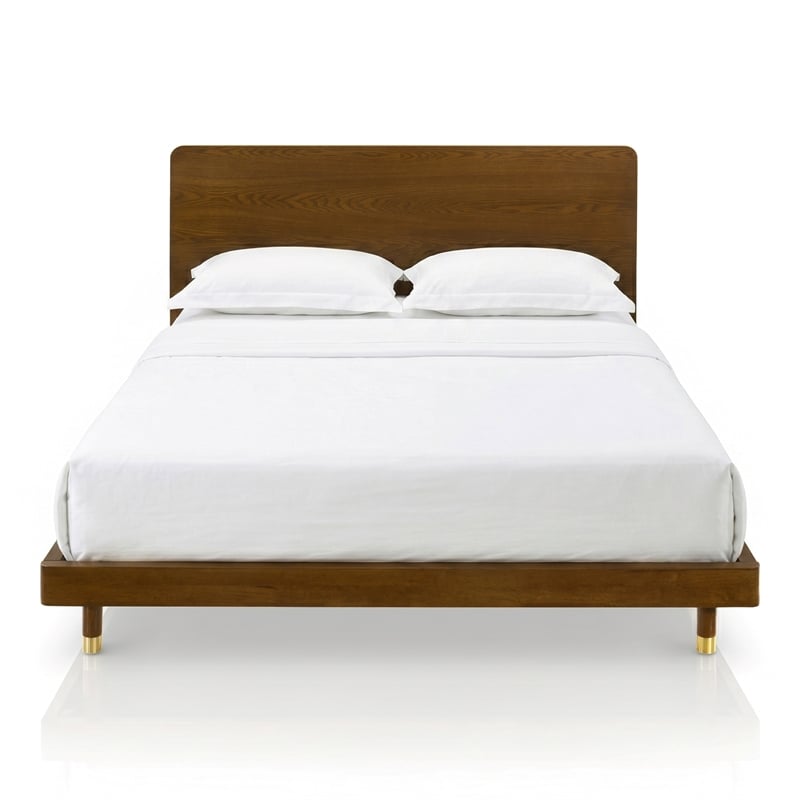 Furniture of America Korva Solid Wood Full 5-Piece Bedroom Set in Walnut
