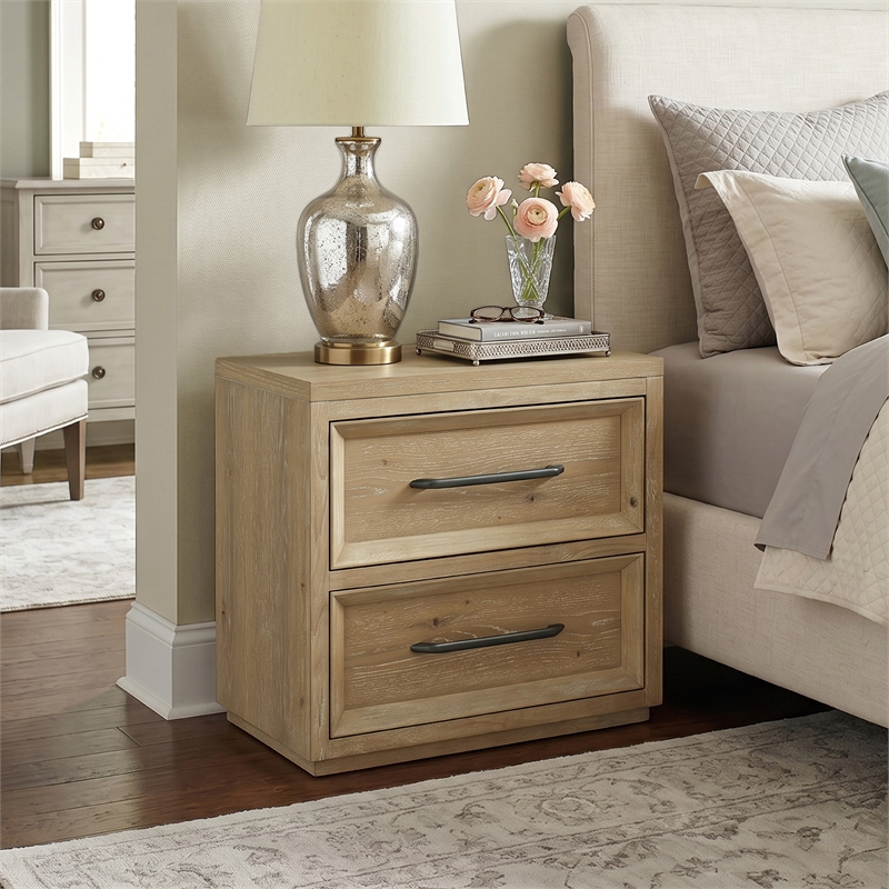 Furniture of America Tupho Solid Wood Nightstand with USB Ports in Natural