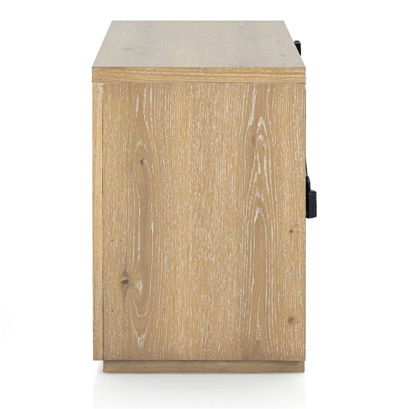 Furniture of America Tupho Solid Wood Nightstand with USB Ports in Natural