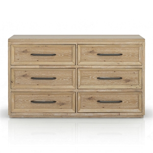 Furniture of America Tupho Solid Wood 6-Drawer Dresser in Natural