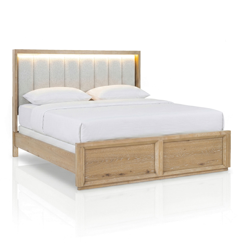 Furniture of America Tupho Solid Wood King Panel Bed in Natural