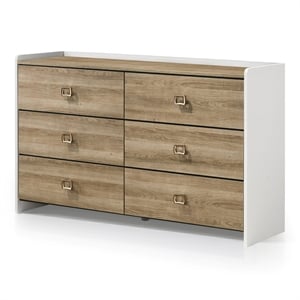 Furniture of America Valio Wood Dovetail 6-Drawer Dresser in Oak