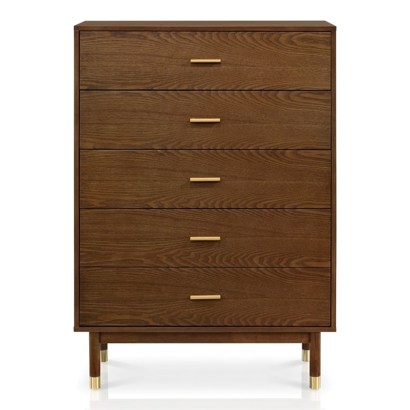 Furniture of America Korva Solid Wood Full 6-Piece Bedroom Set in Walnut
