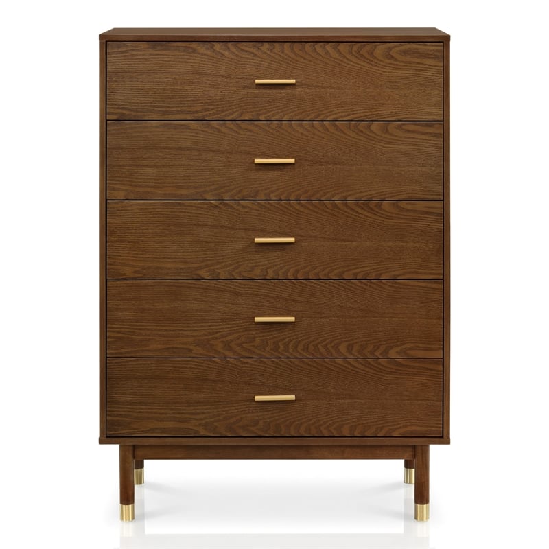 Furniture of America Korva Solid Wood Queen 4-Piece Bedroom Set in Walnut