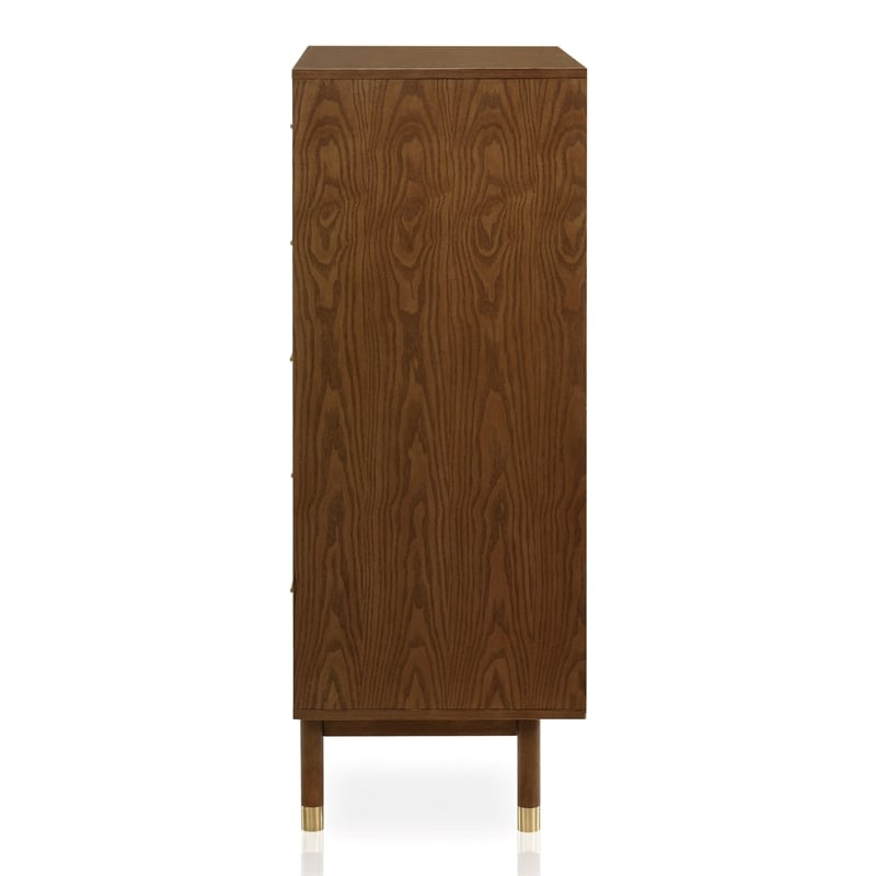 Furniture of America Korva Solid Wood Queen 4-Piece Bedroom Set in Walnut