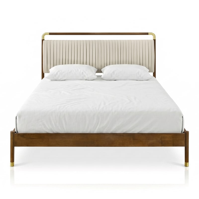 Furniture of America Korva Solid Wood Twin 4-Piece Bedroom Set in Walnut