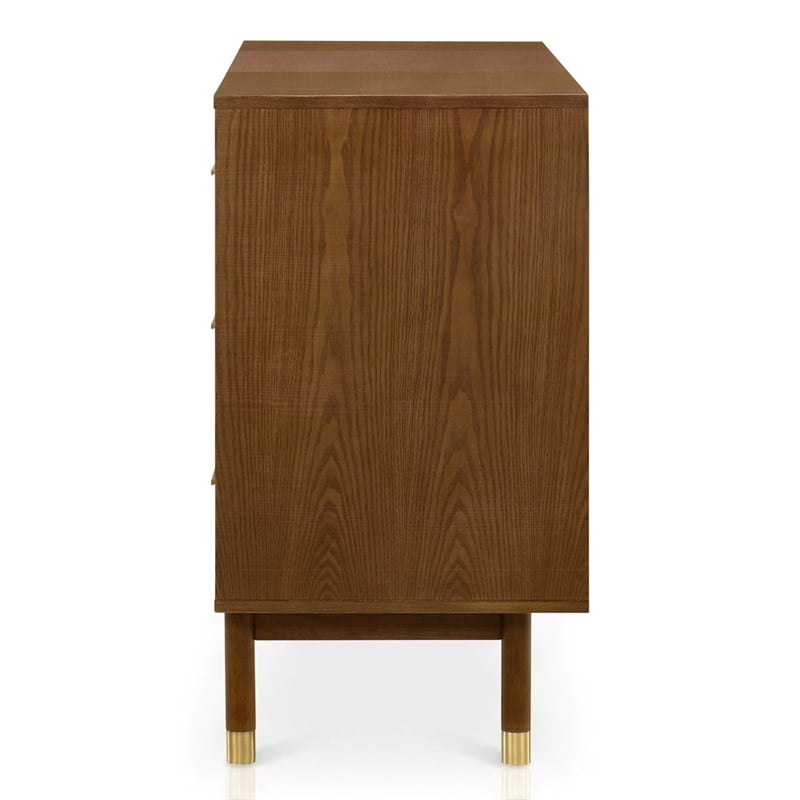 Furniture of America Korva Solid Wood King 5-Piece Bedroom Set in Walnut