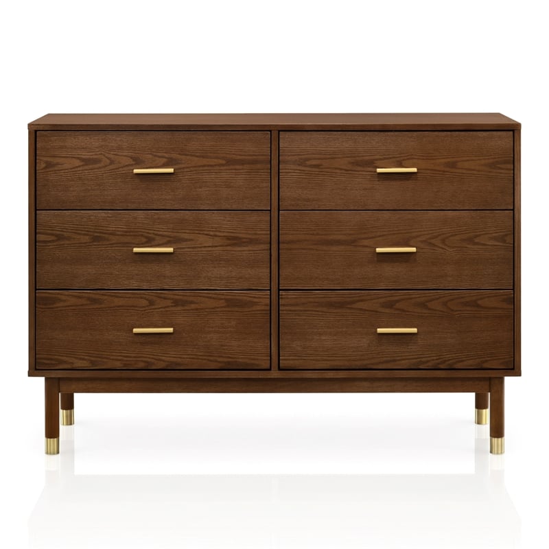 Furniture of America Korva Solid Wood King 5-Piece Bedroom Set in Walnut