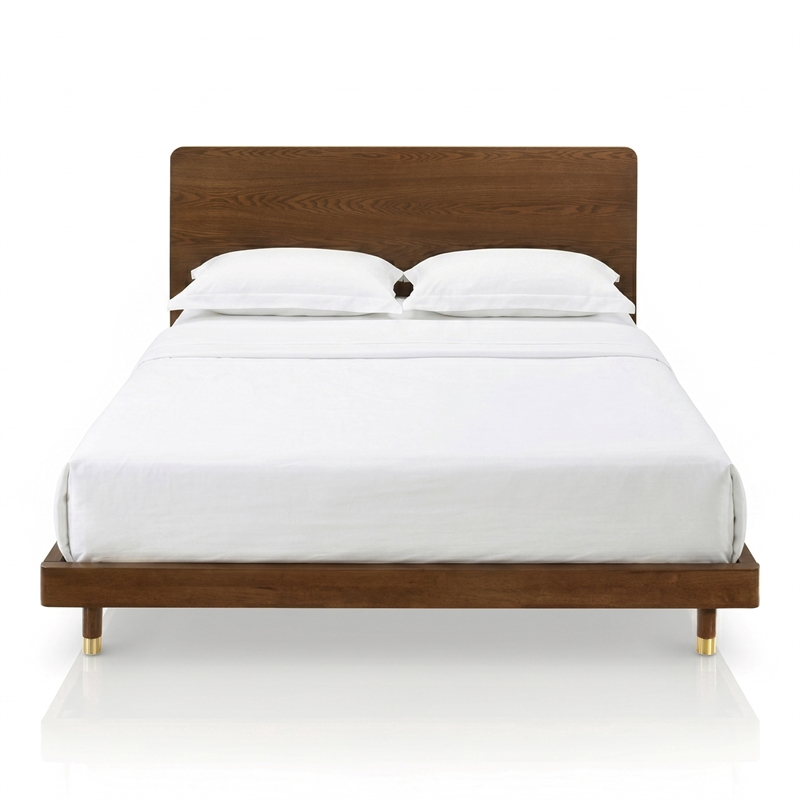 Furniture of America Korva Solid Wood Queen 4-Piece Bedroom Set in Walnut