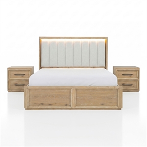 Furniture of America Tupho Solid Wood Queen 3-Piece Bedroom Set in Natural