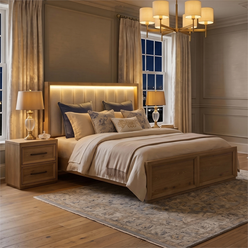 Furniture of America Tupho Solid Wood Queen 3-Piece Bedroom Set in Natural