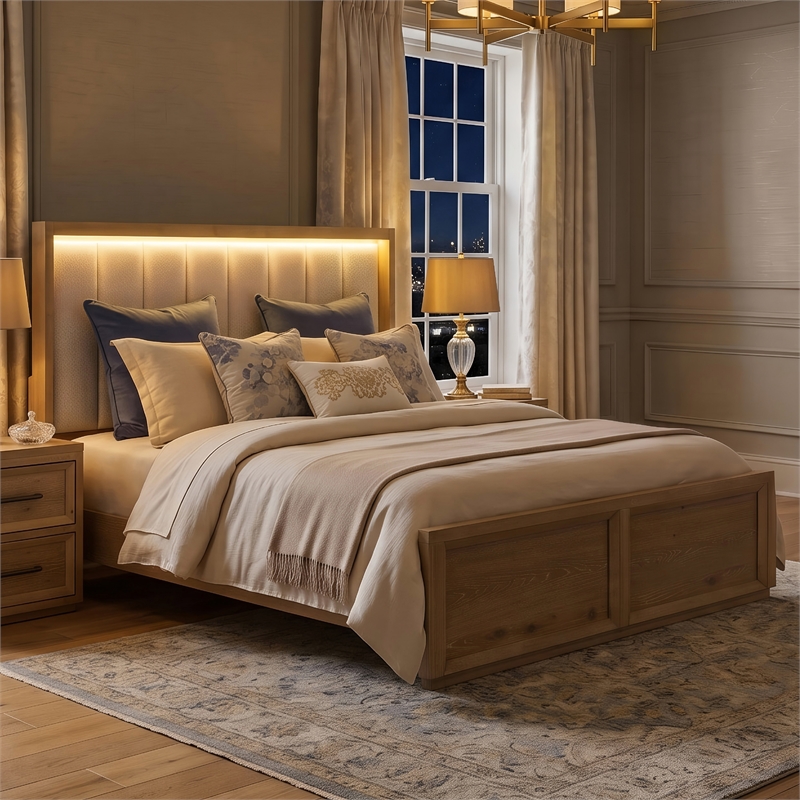 Furniture of America Tupho Solid Wood King 2-Piece Bedroom Set in Natural