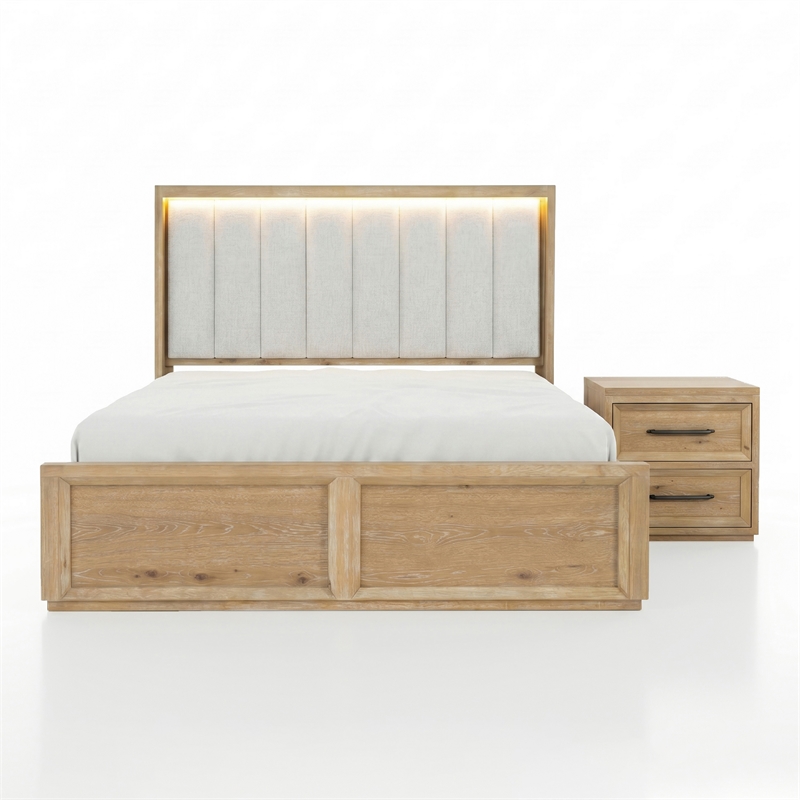 Furniture of America Tupho Solid Wood Queen 2-Piece Bedroom Set in Natural