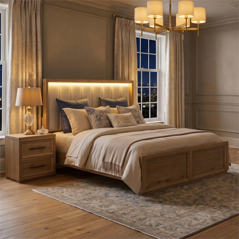 Furniture of America Tupho Solid Wood Queen 2-Piece Bedroom Set in Natural