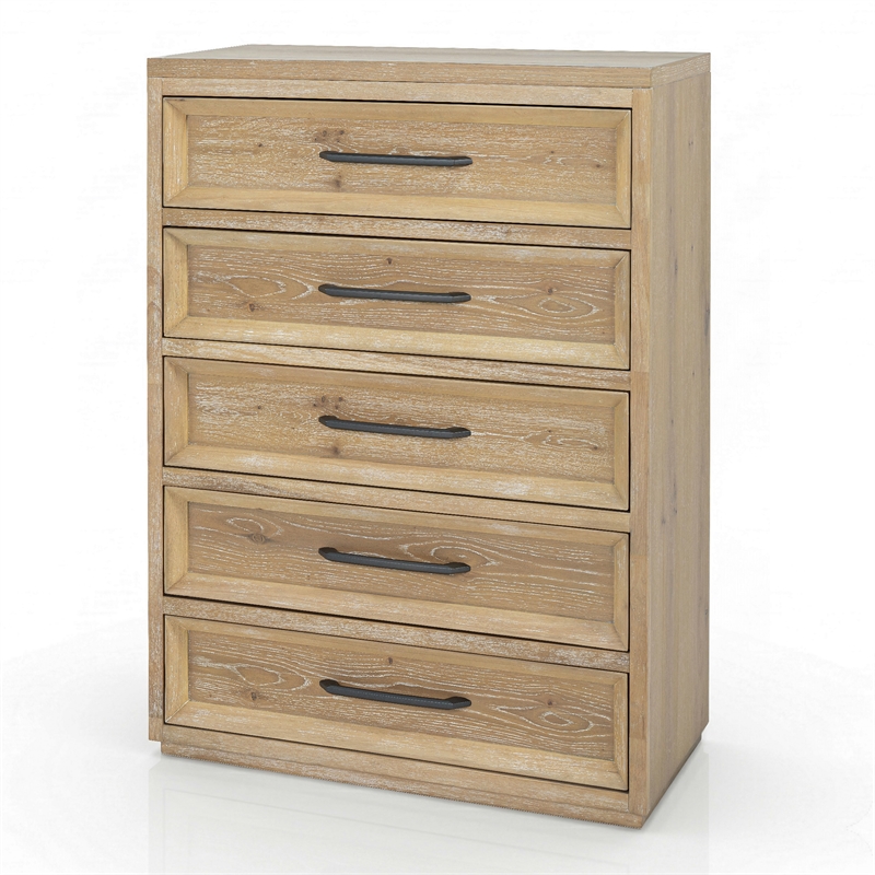 Furniture of America Tupho Solid Wood Queen 6-Piece Bedroom Set in Natural
