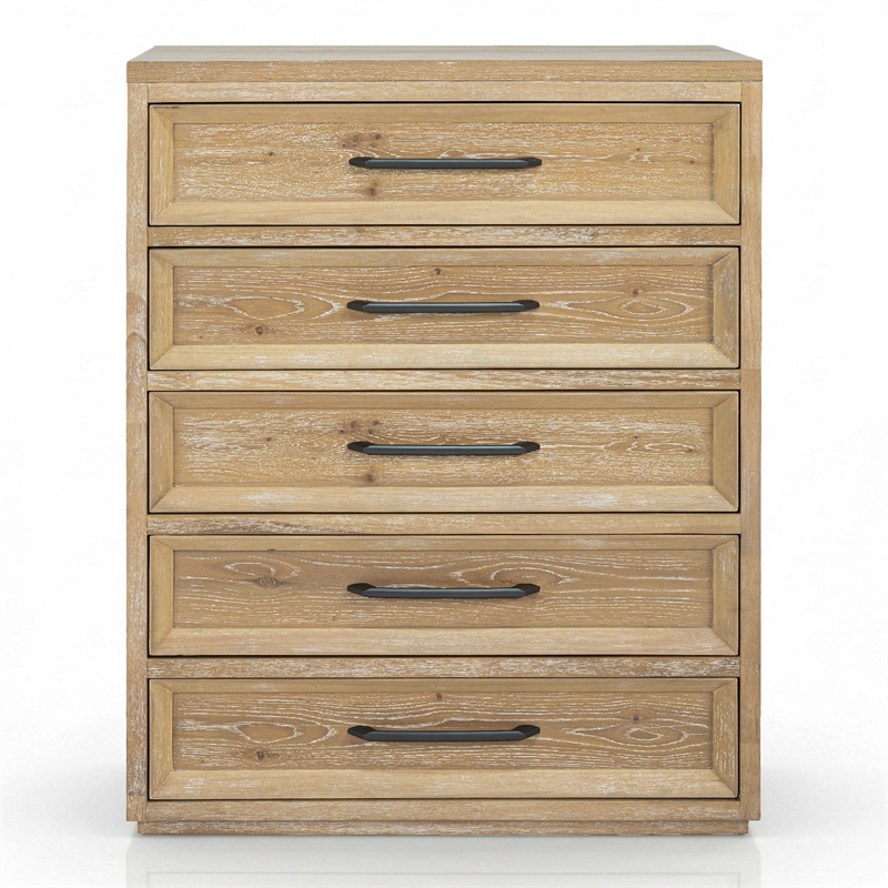 Furniture of America Tupho Solid Wood Queen 4-Piece Bedroom Set in Natural