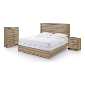Furniture of America Valio Wood King 3-Piece Bedroom Set in Oak