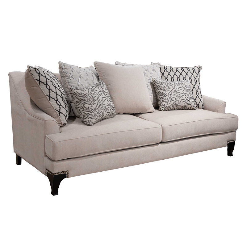 Furniture of America Charlette Nailhead Fabric 2-Piece Sofa Set in Brown