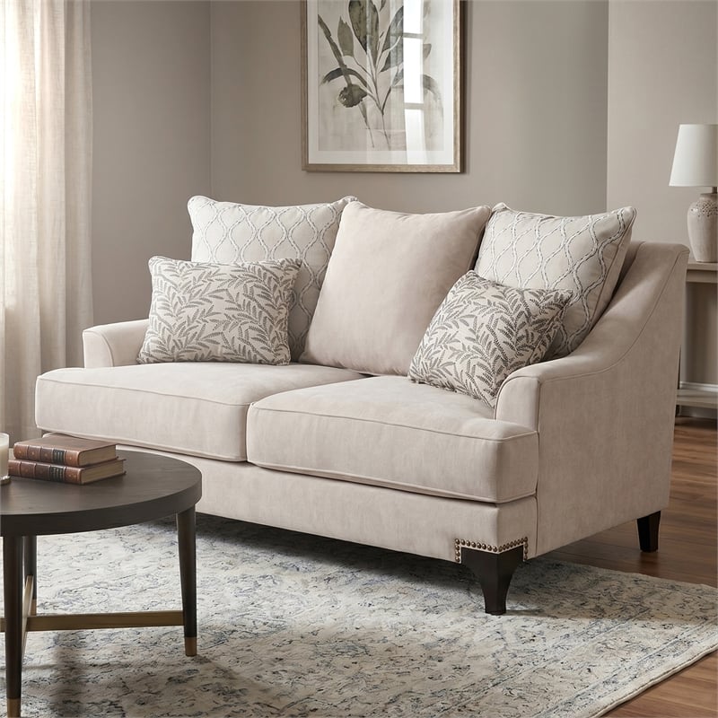 Furniture of America Charlette Nailhead Fabric Loveseat in Brown