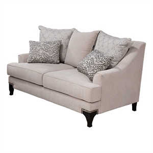 Furniture of America Charlette Nailhead Fabric Loveseat in Brown