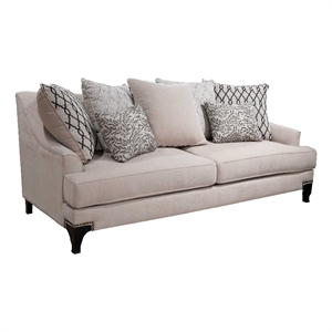 Furniture of America Charlette Nailhead Fabric Sofa in Brown