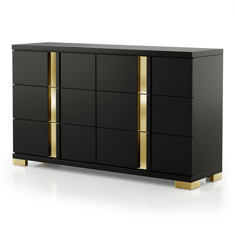 Furniture of America Halifax Solid Wood 6-Drawer Dresser in Black