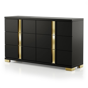Furniture of America Halifax Solid Wood 6-Drawer Dresser in Black
