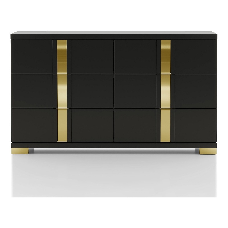 Furniture of America Halifax Solid Wood 6-Drawer Dresser in Black