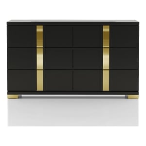 Furniture of America Halifax Solid Wood 6-Drawer Dresser in Black