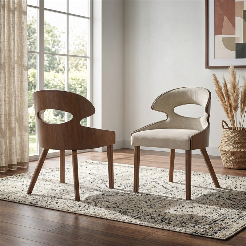 Furniture of America Lefevia Solid Wood Side Chair in Walnut (Set of 2)