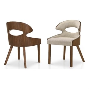 Furniture of America Lefevia Solid Wood Side Chair in Walnut (Set of 2)