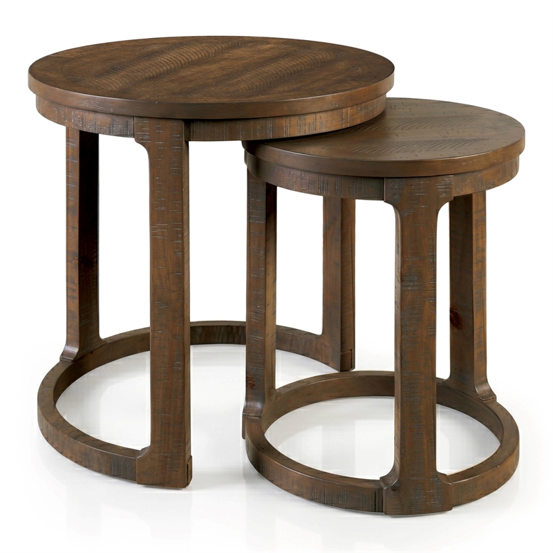 Furniture of America Wodela Solid Wood Nesting End Table in Espresso