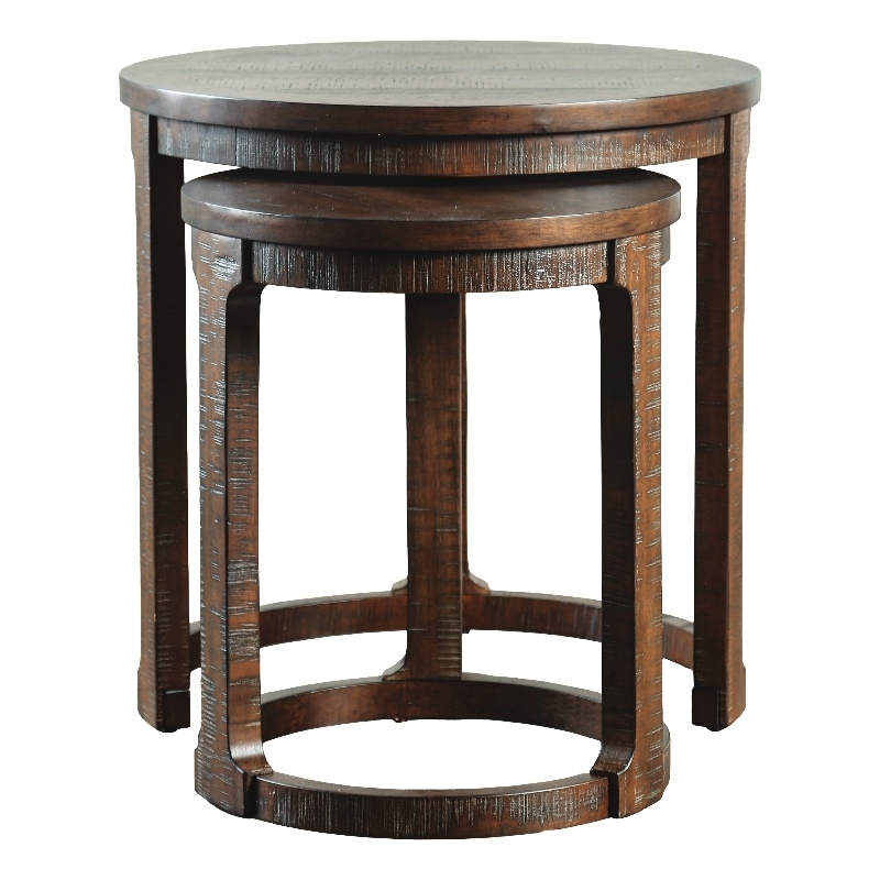Furniture of America Wodela Solid Wood Nesting End Table in Espresso